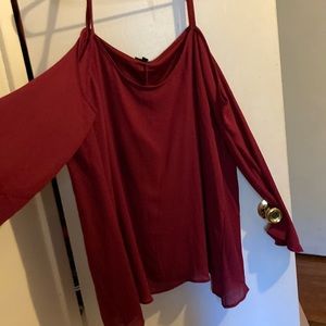 Torrid Wine Red  Chiffon Cold Shoulder Top 3X